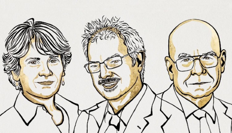 کی بری شارپلس (K. Barry Sharpless)، مورتن ملدال (Morten Meldal) و کارولین برتوزی (Carolyn Bertozzi) برندگان جایزه نوبل شیمی سال ۲۰۲۲.