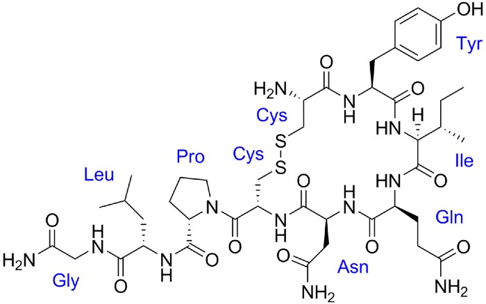 ساختار شیمیایی اکسی‌توسین